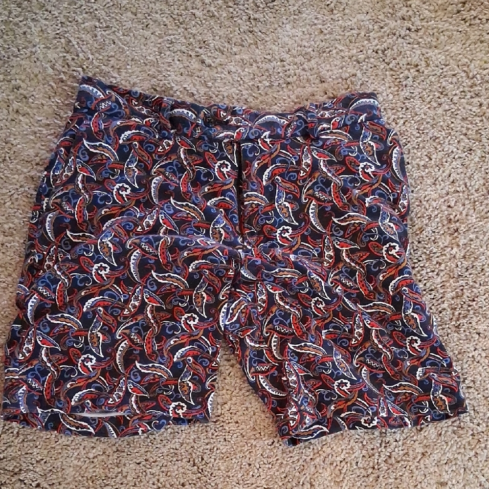 Murano Paisley Patterned Men's Shorts - Red and Blue